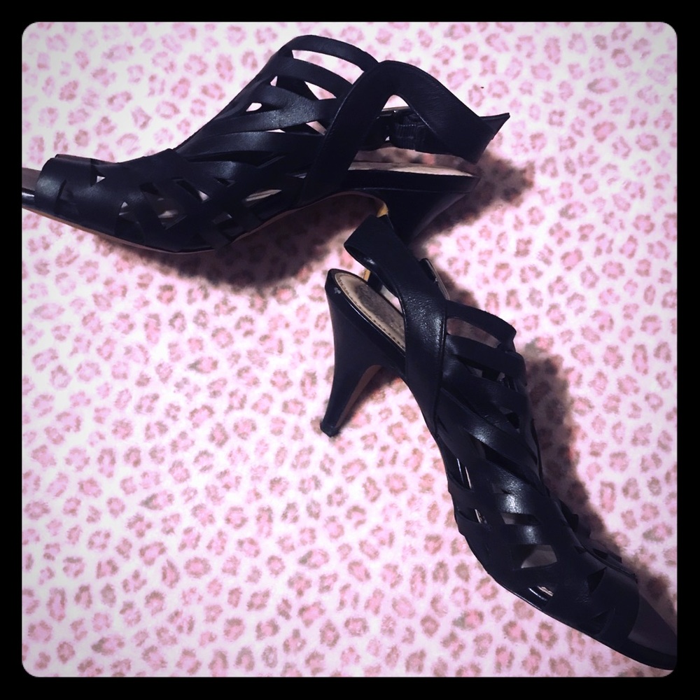 Vince Camuto Black Caged Leather Sandals